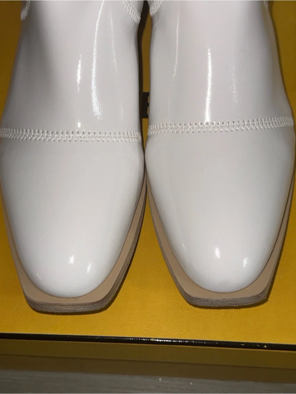 Fendi White Patent Leather Ankle Booties